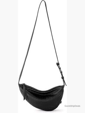 Leather Crossbody Sling Bag With Adjustable Strap & Zipper Closure